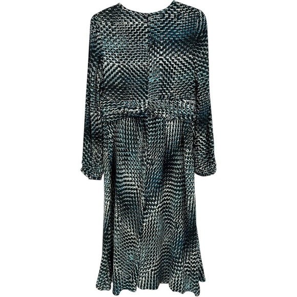 Classiques Entier Silk Grahic Print Keyhole Long Sleeve Midi Dress Size 12 - Picture 4 of 13